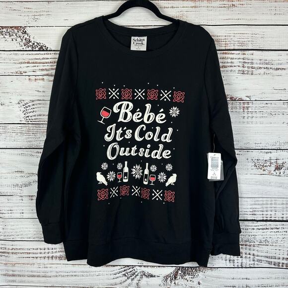 NWT Women's Torrid Schitts Creek Winter Holiday Black Pullover Sweatshirt Sz 1X - Picture 1 of 5